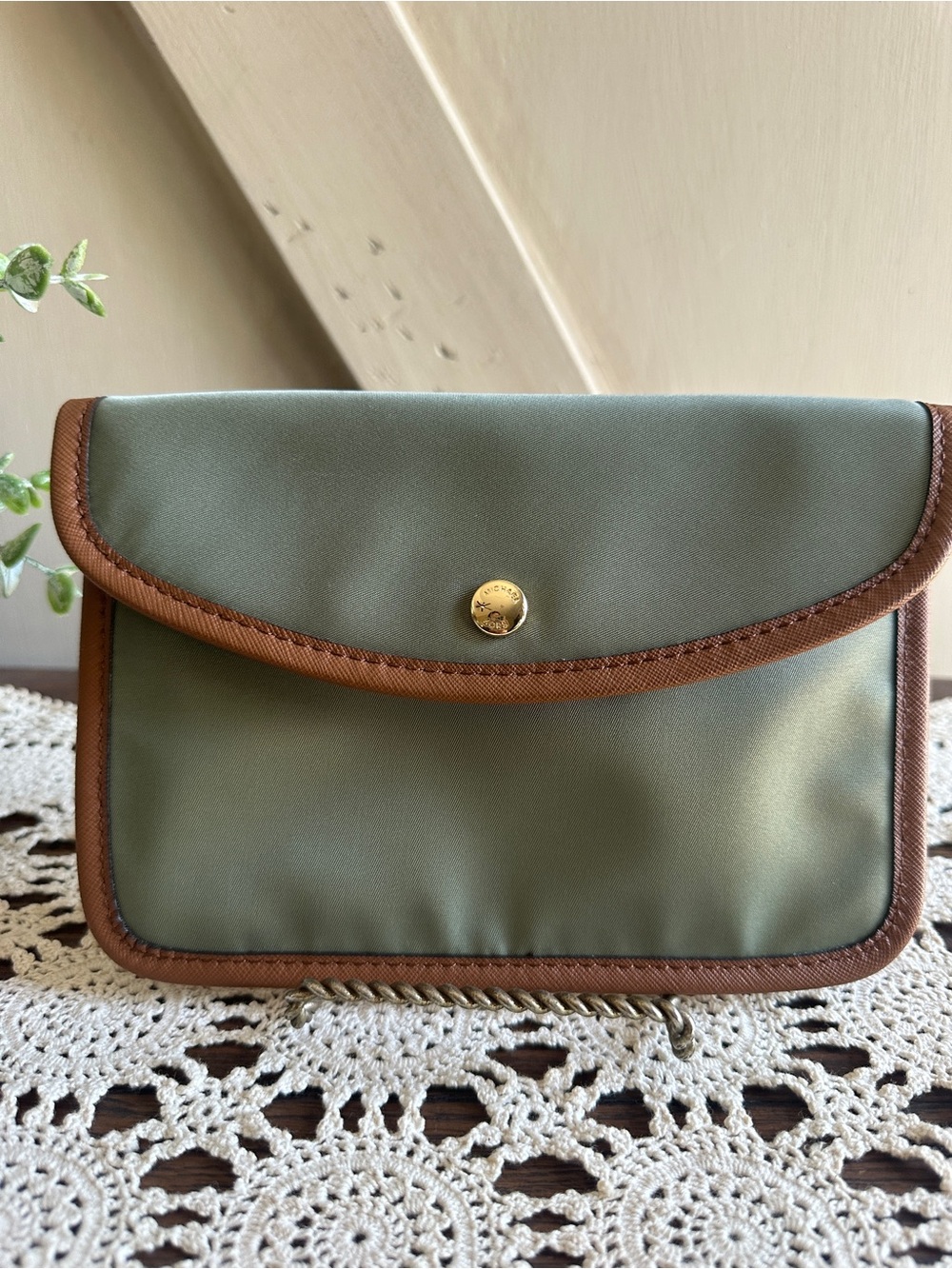 Michael Kors Sage Green Nylon Wristlet/Clutch